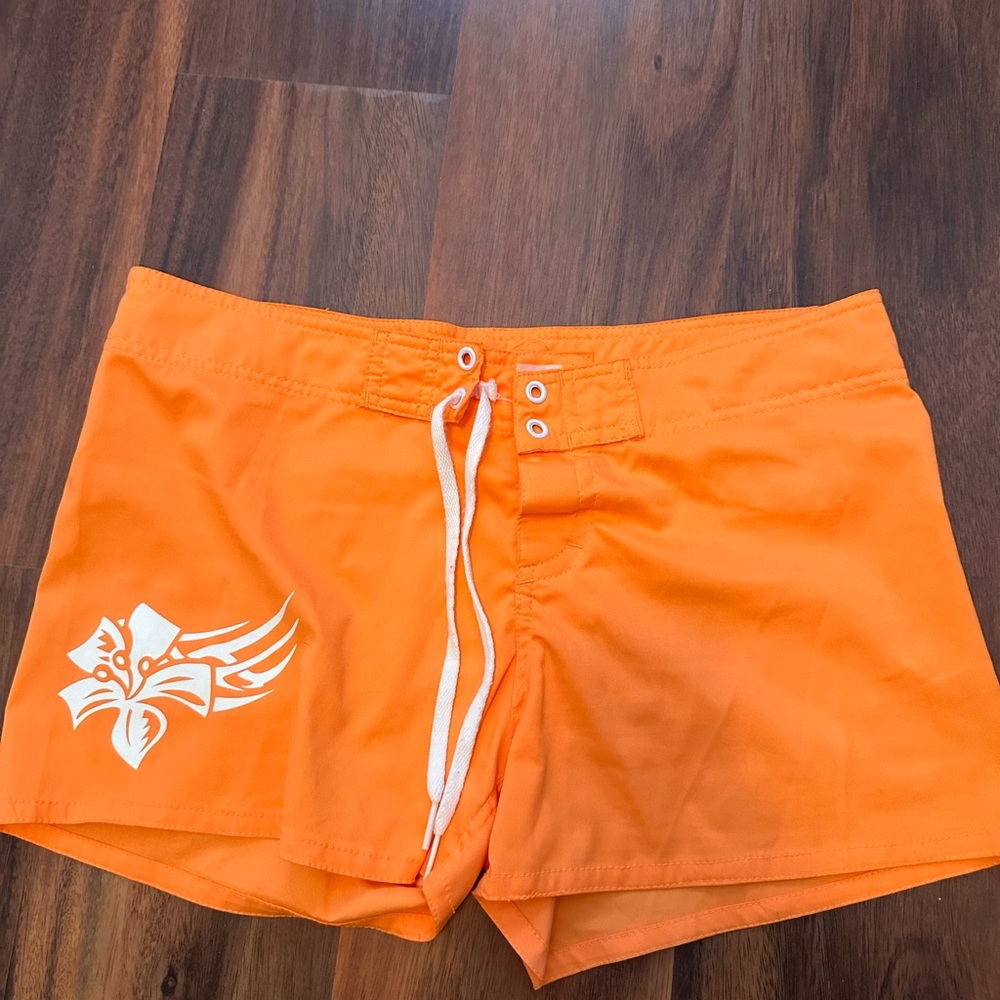Orange Women's Shorts with White Drawstring